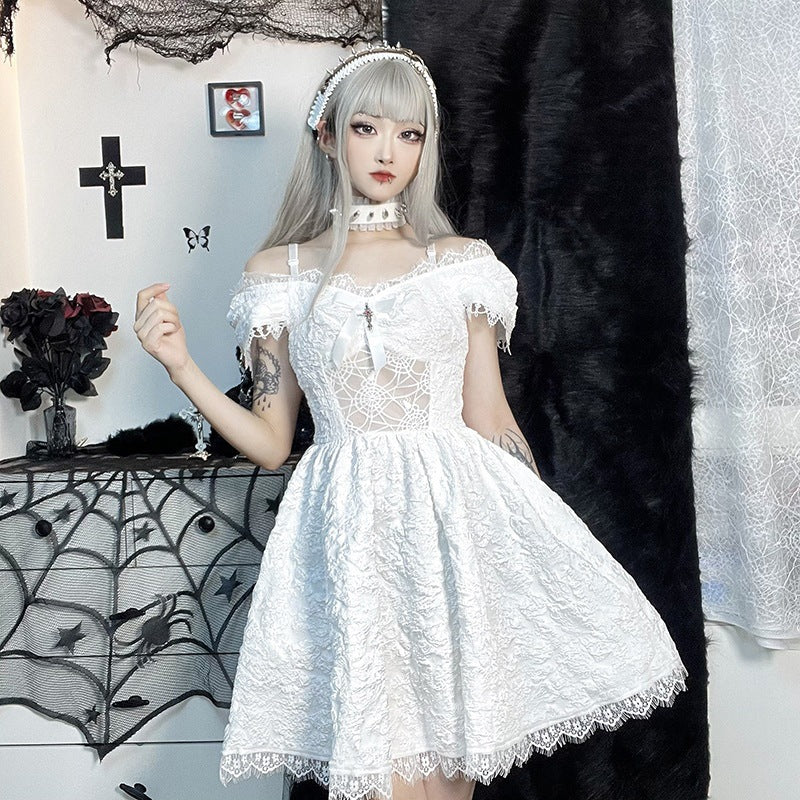 Women Clothing Autumn Dark Halloween Gothic Short Dress