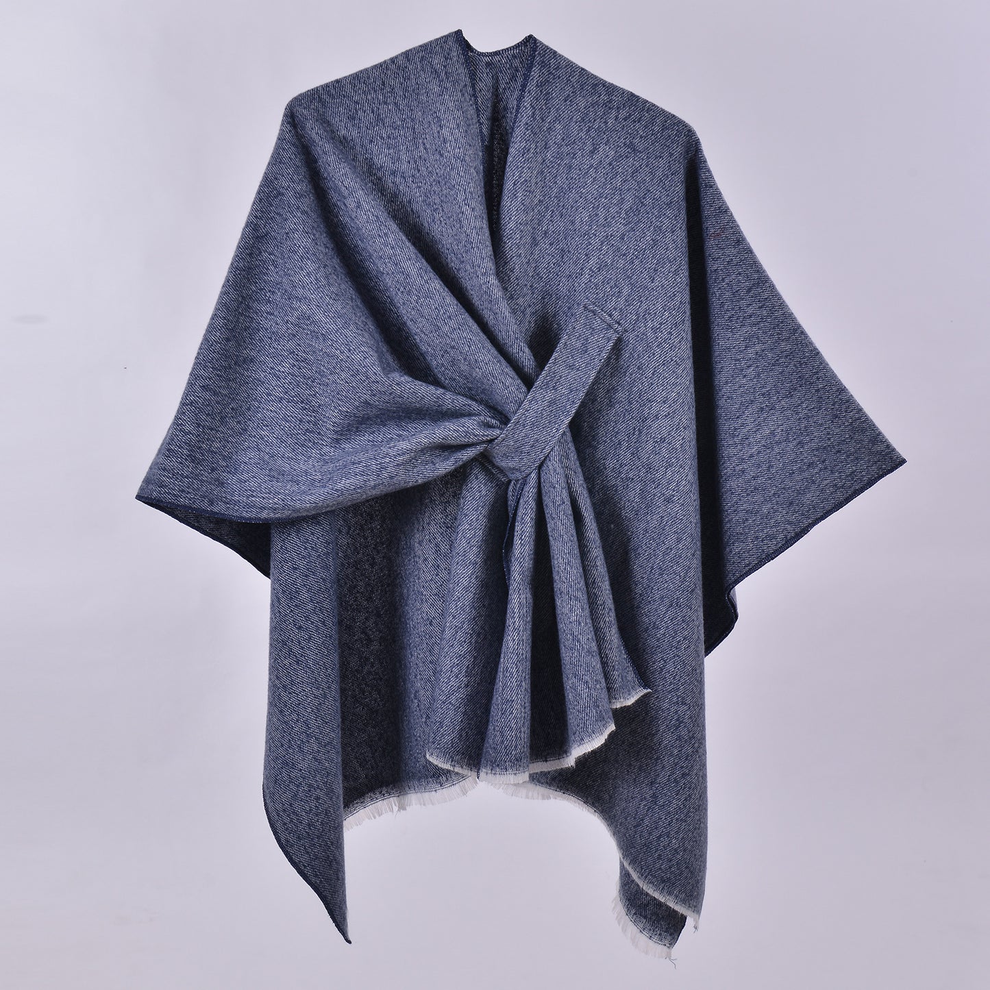 Women Autumn Winter Warm Cloak Simple Double Sided Solid Color Split Cashmere Like Outer Shawl