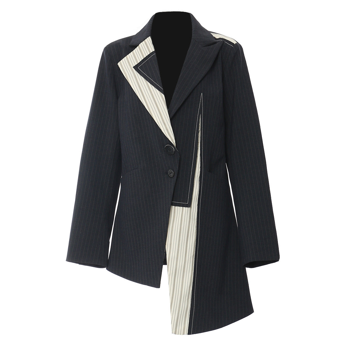 Automne industrie lourde couture contraste couleur irrégulière asymétrique coupe Blazer hauts femmes