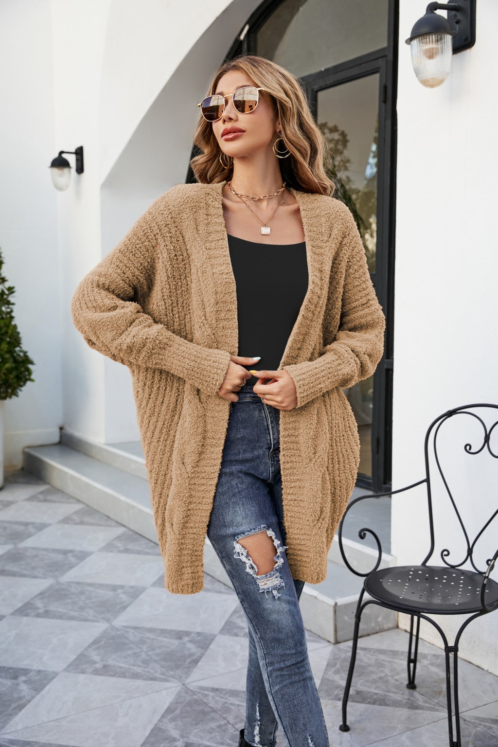 Winter Women Clothing V neck Twist Cardigan Thick Needle Sweater Coat Women