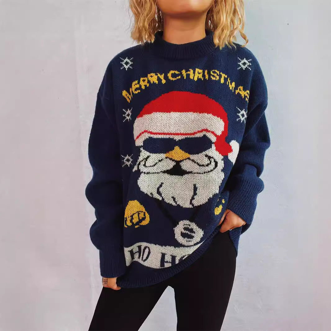 Pull de Noël tricoté pour femme avec motif Père Noël Année Thème de Noël Vêtements pour femmes