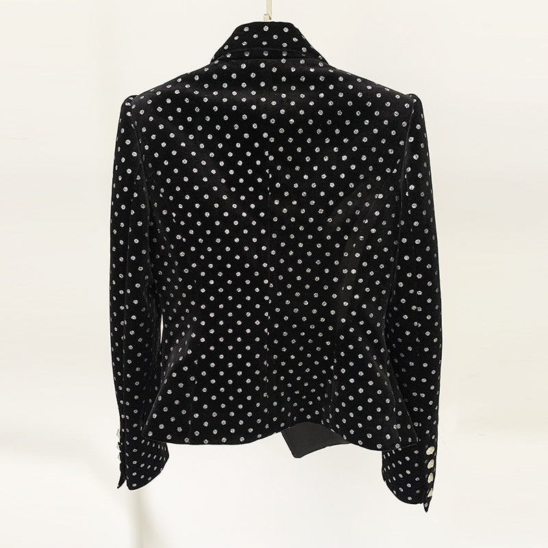 Goods Autumn Winter Star Lion Button Slim Dot Polka Dots Velvet Blazer