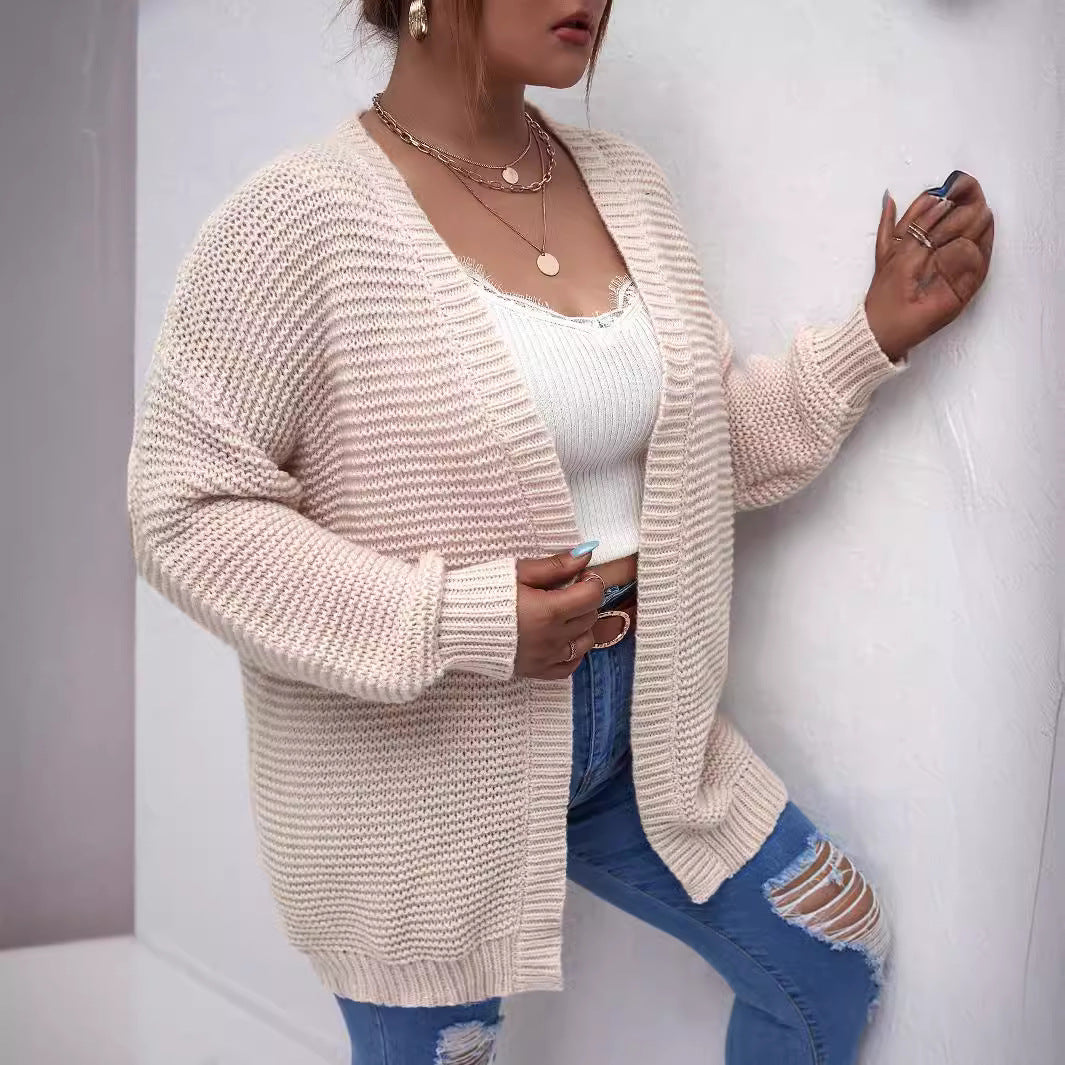 Sweater Long Autumn Winter Knitted Cardigan Coat Women Striped