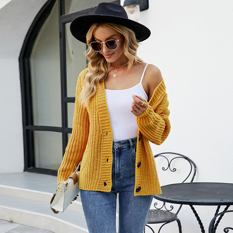 Thick Thread Cable Knit Sweater Autumn Winter Button Sweater Women Cardigan Coat