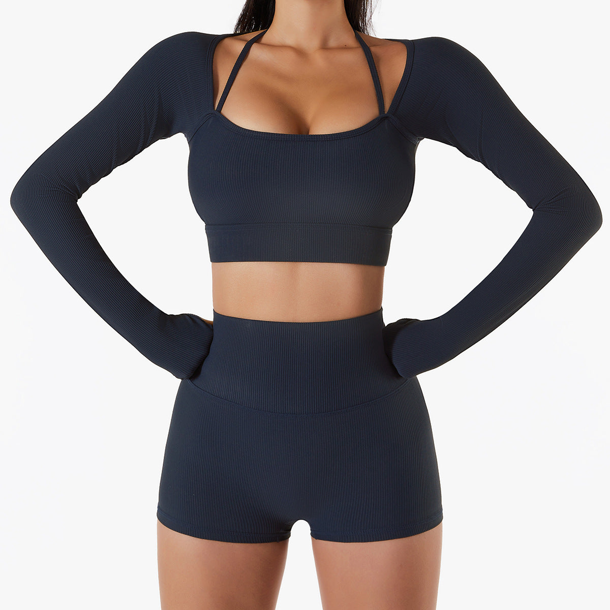 Ropa de entrenamiento de secado rápido para mujer, Top deportivo con almohadilla para el pecho, ropa de yoga de manga larga ajustada y ajustada