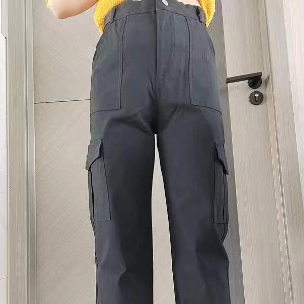 Pantalon décontracté taille haute élastique confortable pour femme