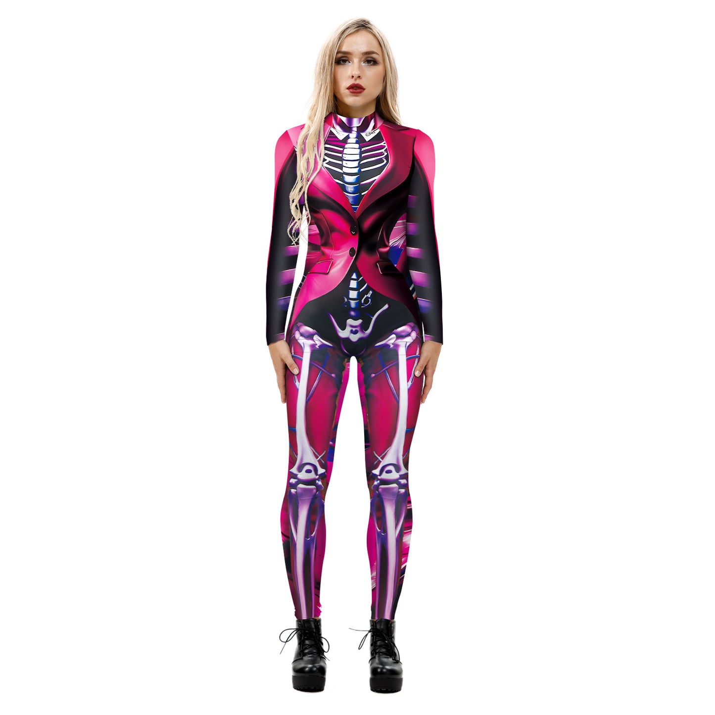 Halloween Digital Printing Armor Jumpsuit Performance Party Cosplay Clothes Long Sleeve Tights