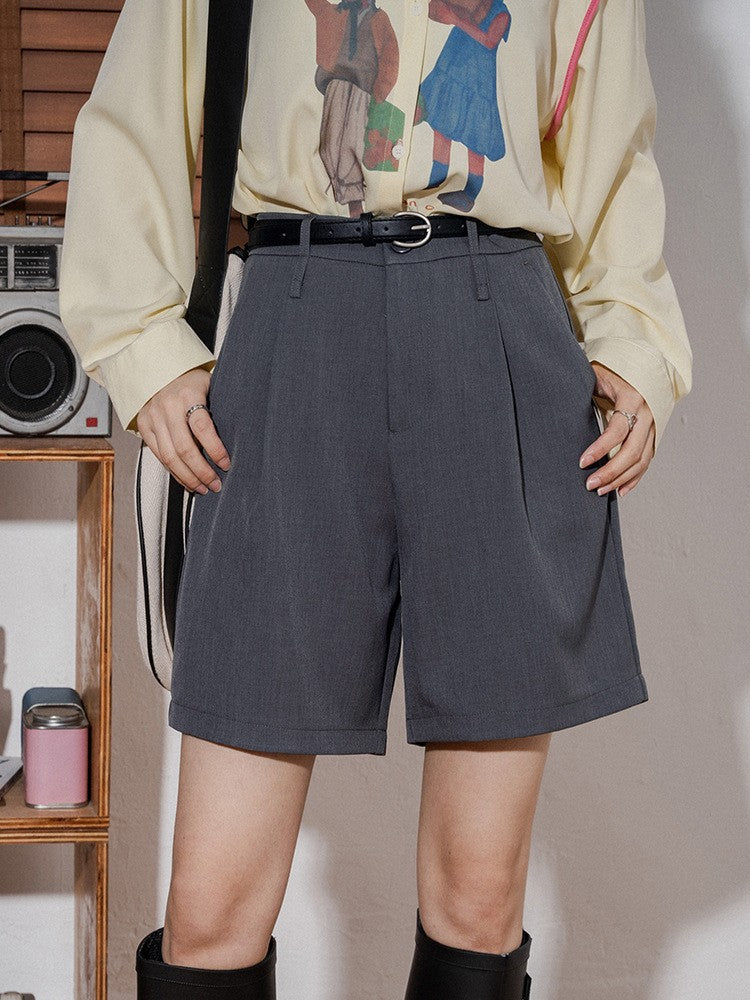 Bermudas retro de cintura alta para mujer, traje recto, pantalones cortos