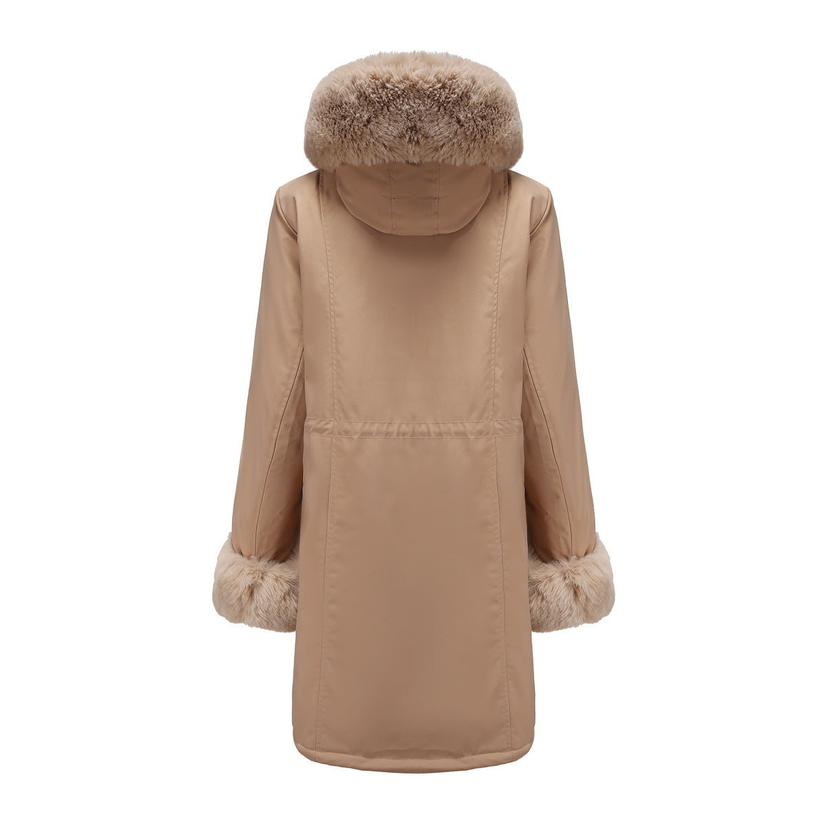 Abrigo de algodón de invierno para mujer, Parka de manga larga con cuello de piel desmontable, chaqueta acolchada de algodón cálida con capucha de Color sólido