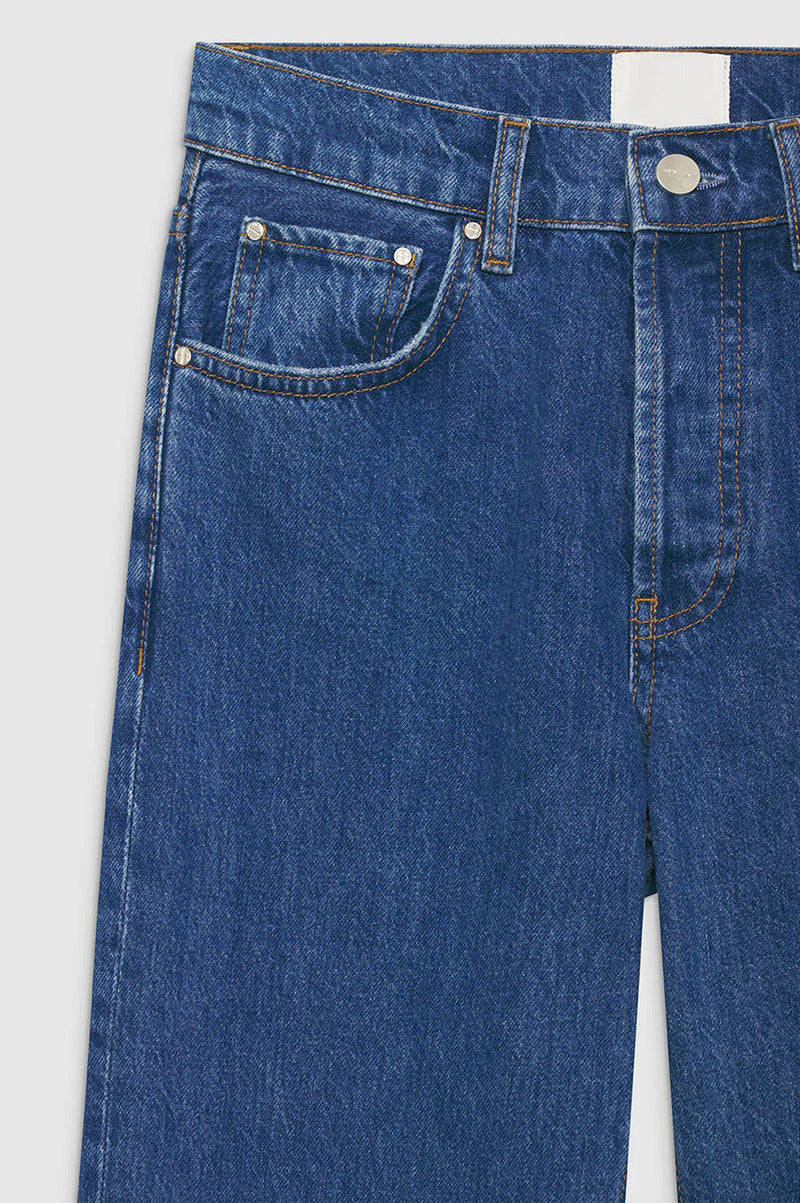 Wash Mid-waist All Cotton Stretch-free Straight Jeans