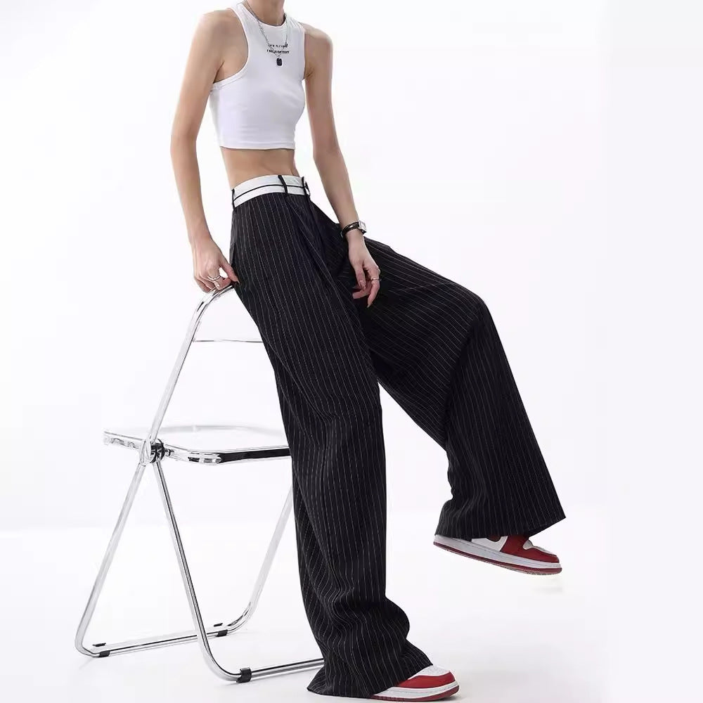 Striped Suit Pants Women's Thin Loose Wide-leg Pants