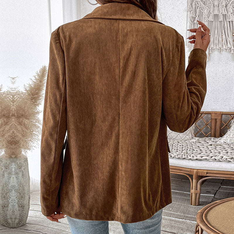 Autumn Winter Women Solid Color Corduroy Blazer Women