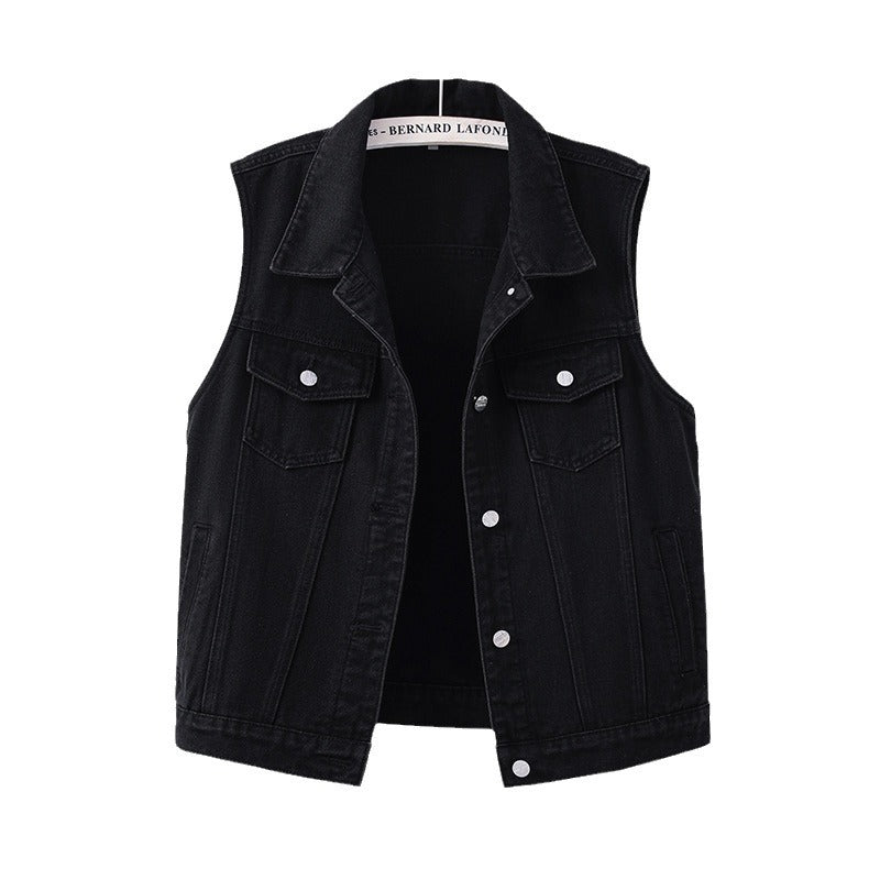 Special Interest Design Denim Vest Women Denim Jacket Loose Fitting Denim Clothes Jacket Jeans Women Coat