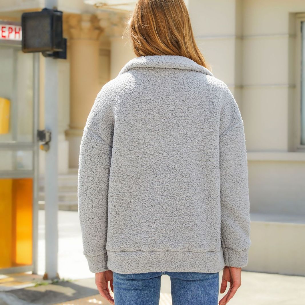 Ropa de mujer Otoño Invierno cárdigan de manga larga cremallera costura de felpa abrigo de mujer