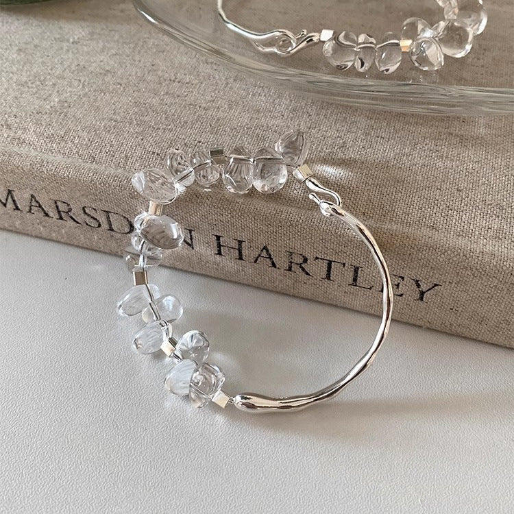 Bracelet pour femme en argent sterling et cristal blanc naturel