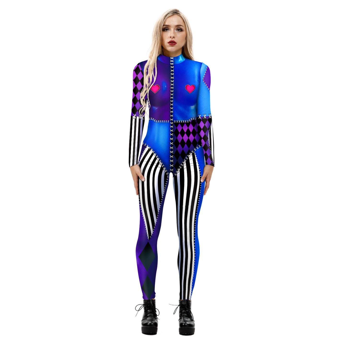 Halloween Digital Printing Armor Jumpsuit Performance Party Cosplay Clothes Long Sleeve Tights