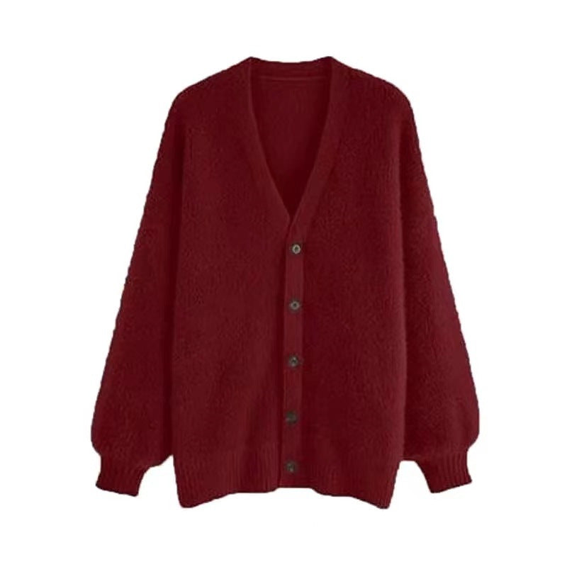 Pull en fourrure de vison artificielle automne inactif manches régulières lâche décontracté tricoté cardigan manteau pour femmes épais