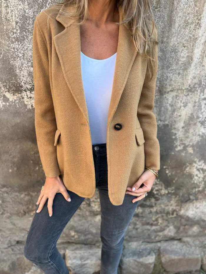 Autumn Winter Autumn Winter Casual Button Solid Color Woolen Coat Jacket