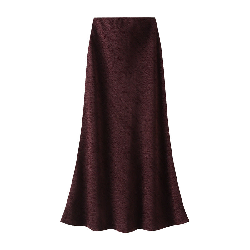 High End Fishtail Skirt Thickened Autumn Winter High Waist Slimming A line Large Hem Long Skirt