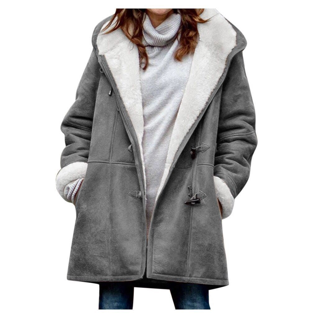 Winter Intellectual Simple Harajuku Solid Color Casual Button Cardigan Warm Mid Length Hooded Women Overcoat