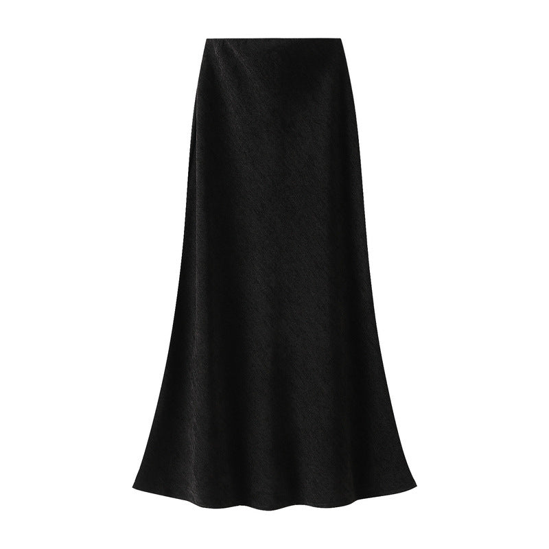 High End Fishtail Skirt Thickened Autumn Winter High Waist Slimming A line Large Hem Long Skirt