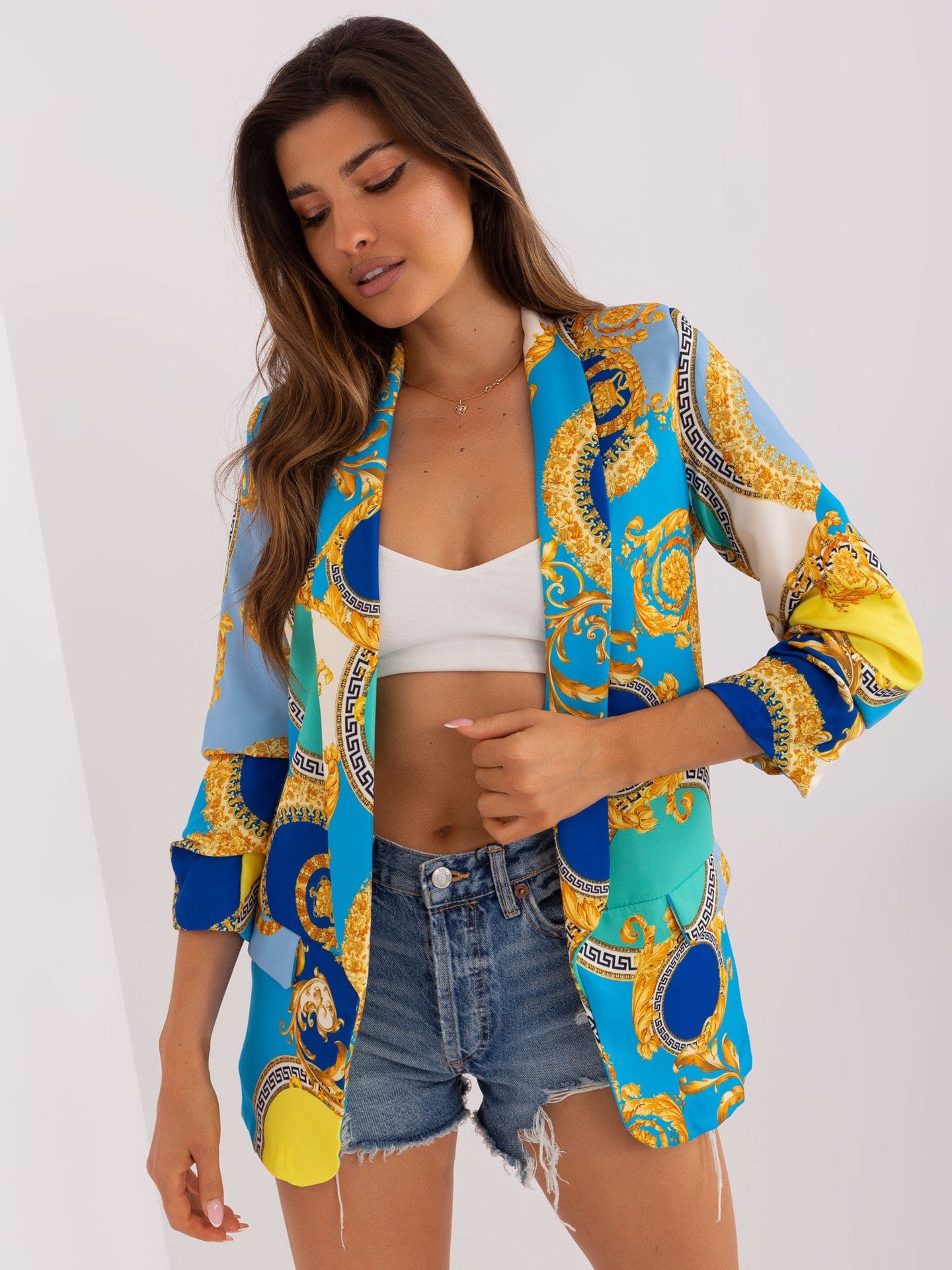 Cardigan à manches longues imprimé Floral pour femme, petit Blazer décontracté