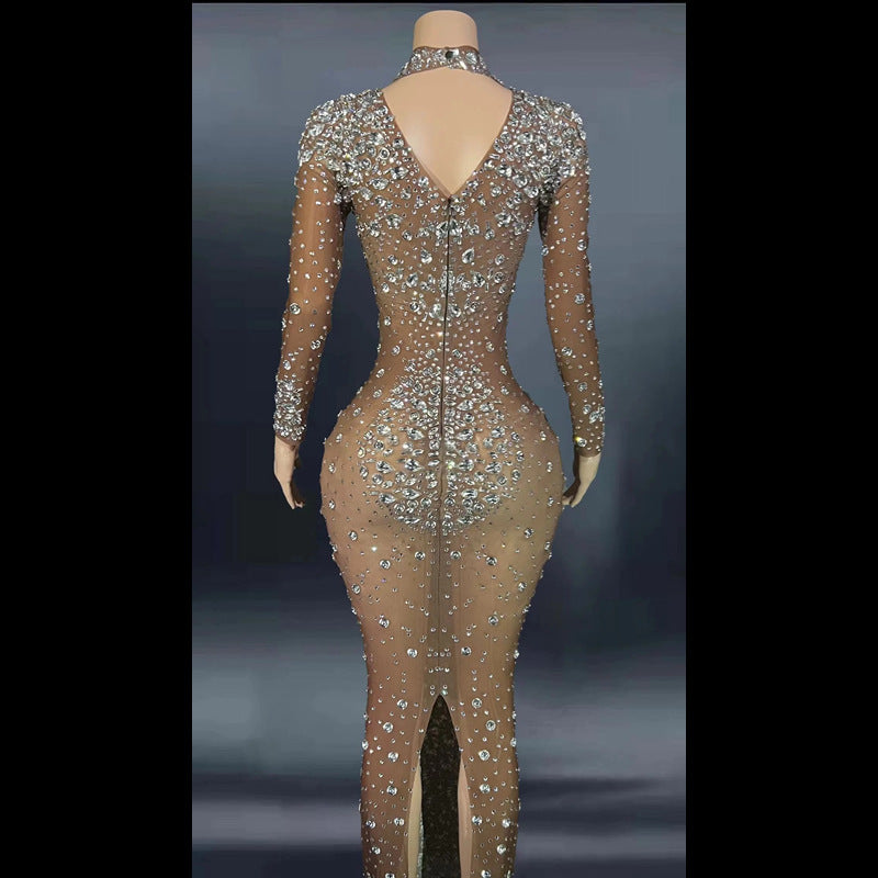 Vestido de fiesta ajustado con diamantes de imitación para mujer