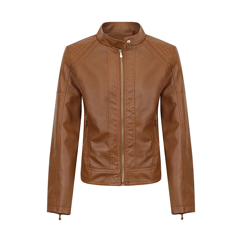 Veste en cuir synthétique pour femme, coupe slim, vêtements de moto, doublés en polaire, vêtements en cuir pour femme, automne hiver