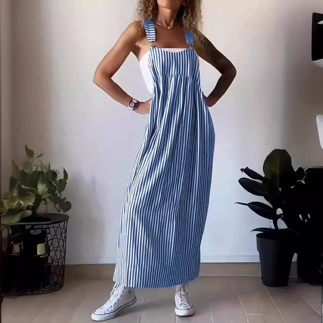 Summer Women Striped Overall Skirt