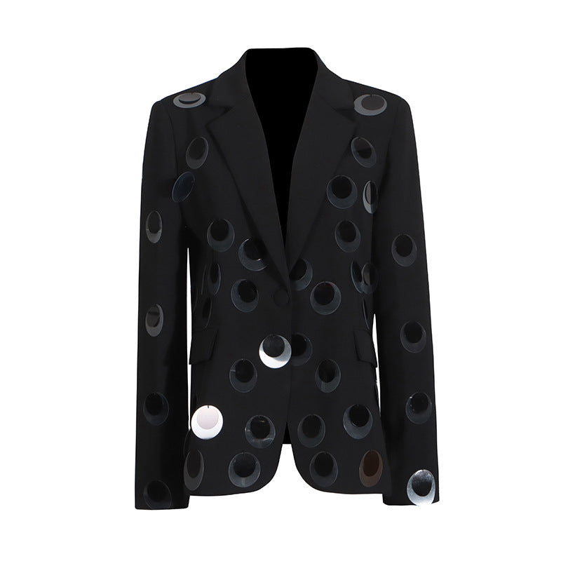 Blazer tendance pour femme, personnalité d'automne, coutures à paillettes, haute qualité