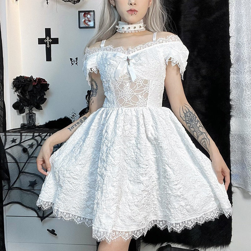 Women Clothing Autumn Dark Halloween Gothic Short Dress