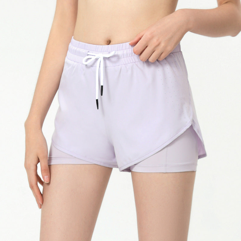 Faux short de sport deux pièces anti-exposition pour femme