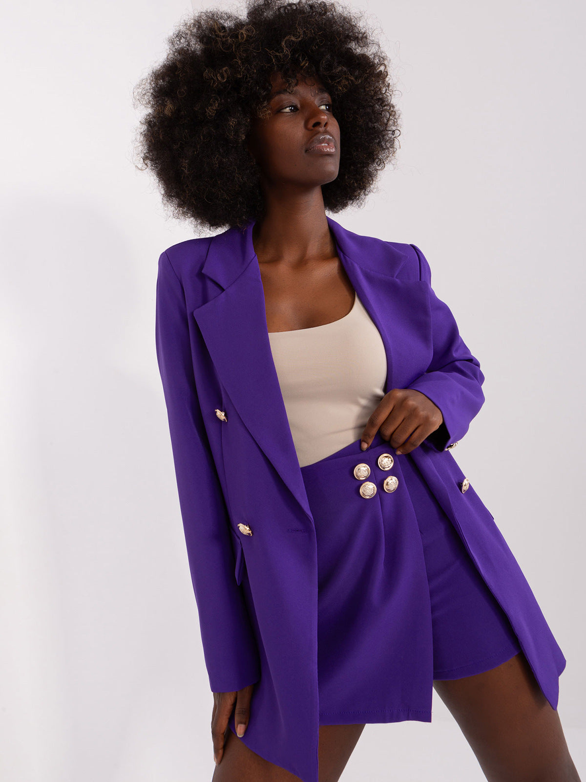 Arrivée petit Blazer femmes couleur unie décontracté manches longues col bouton manteau haut