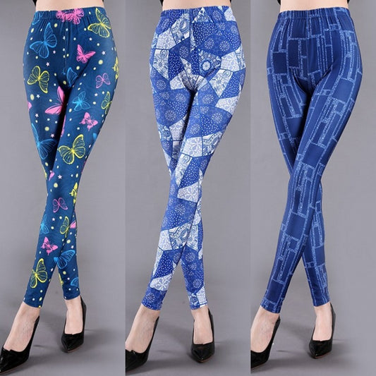 Leggings estampados de seda de leche de primavera y verano para mujer