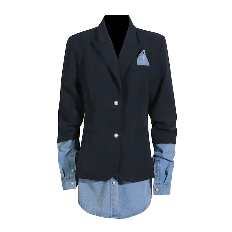 Blazer à coutures pour femme, col d'automne, manches longues de haute qualité pour femme