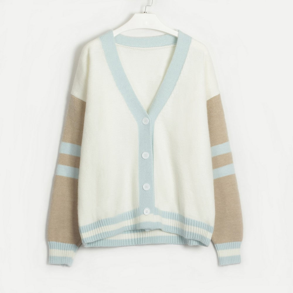 Automne hiver contraste couleur Cardigan pull rue baies sauvages en vrac tricoté pull femmes