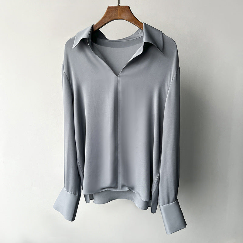 Straight Silky Pendant Comfortable Shirt