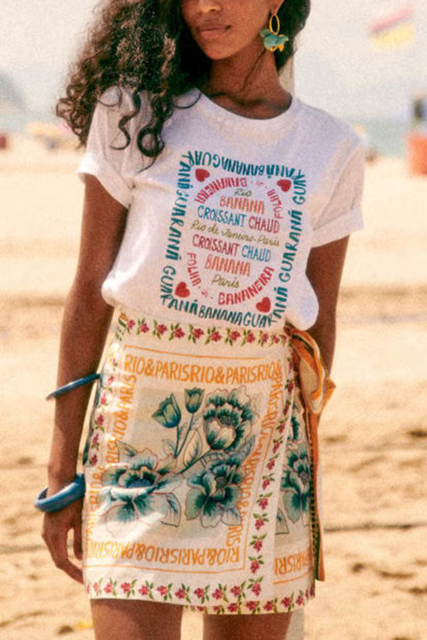 Falda de moda de playa con cordones estampada para mujer