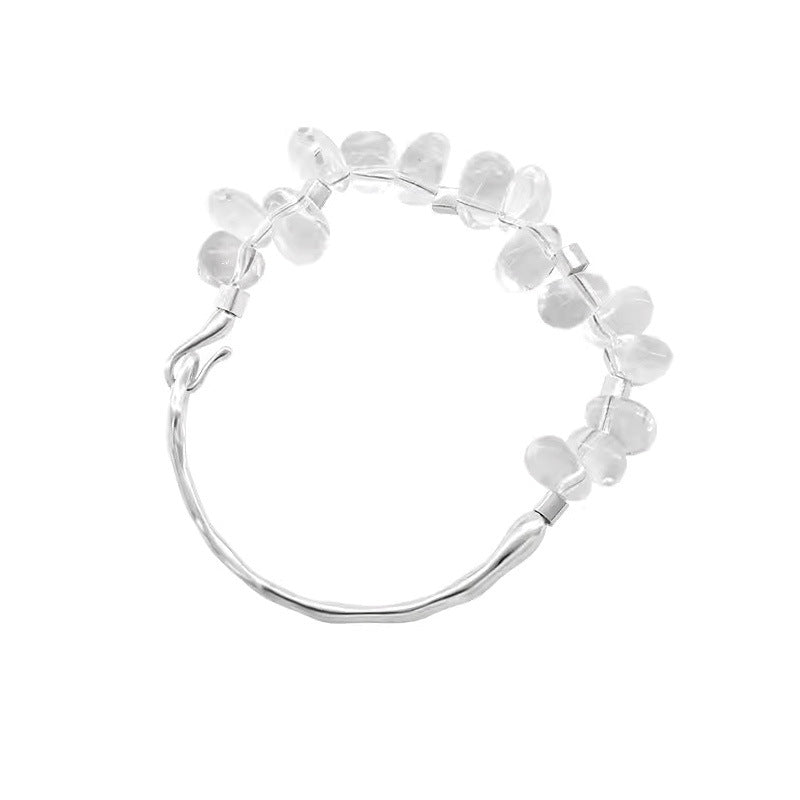 Bracelet pour femme en argent sterling et cristal blanc naturel