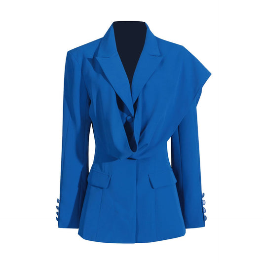 Blazer à la mode pour femme, couleur bleue, tenue de soirée, slim, haut de gamme