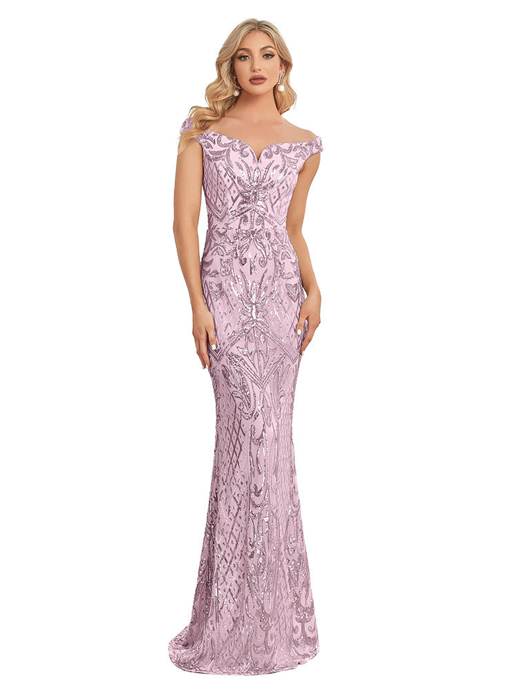 European And American Slim Elastic Fishtail Banquet Evening Dress