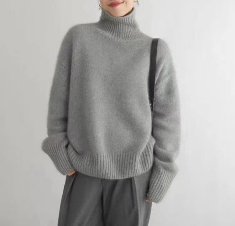 Pull à col roulé pour femmes, pull en cachemire épais, vêtements intérieurs épais, automne et hiver