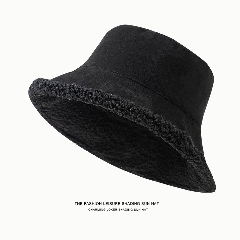 Bucket Hat Double Sided Thickened Lamb Wool Bucket Hat Women Protection All Matching Basin Hat