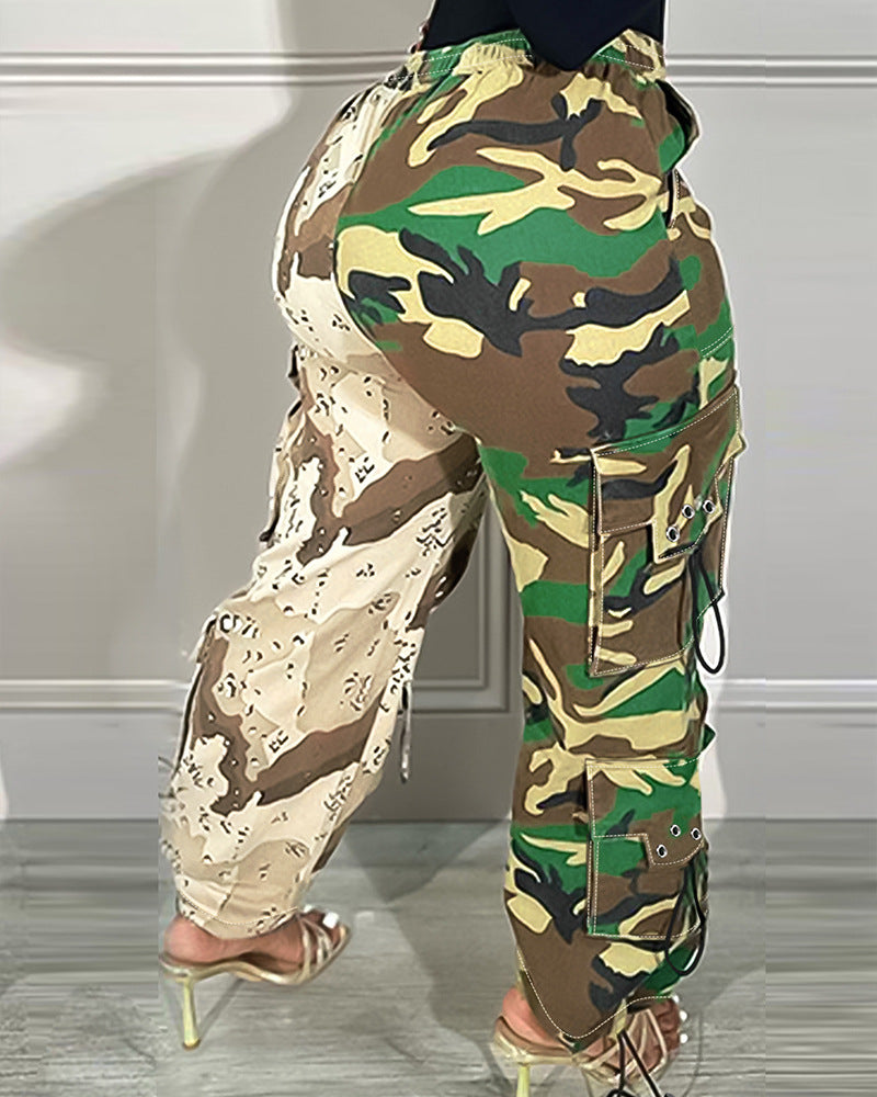 Women's Camouflage Stretch Cotton Diagonal Cloth Overalls