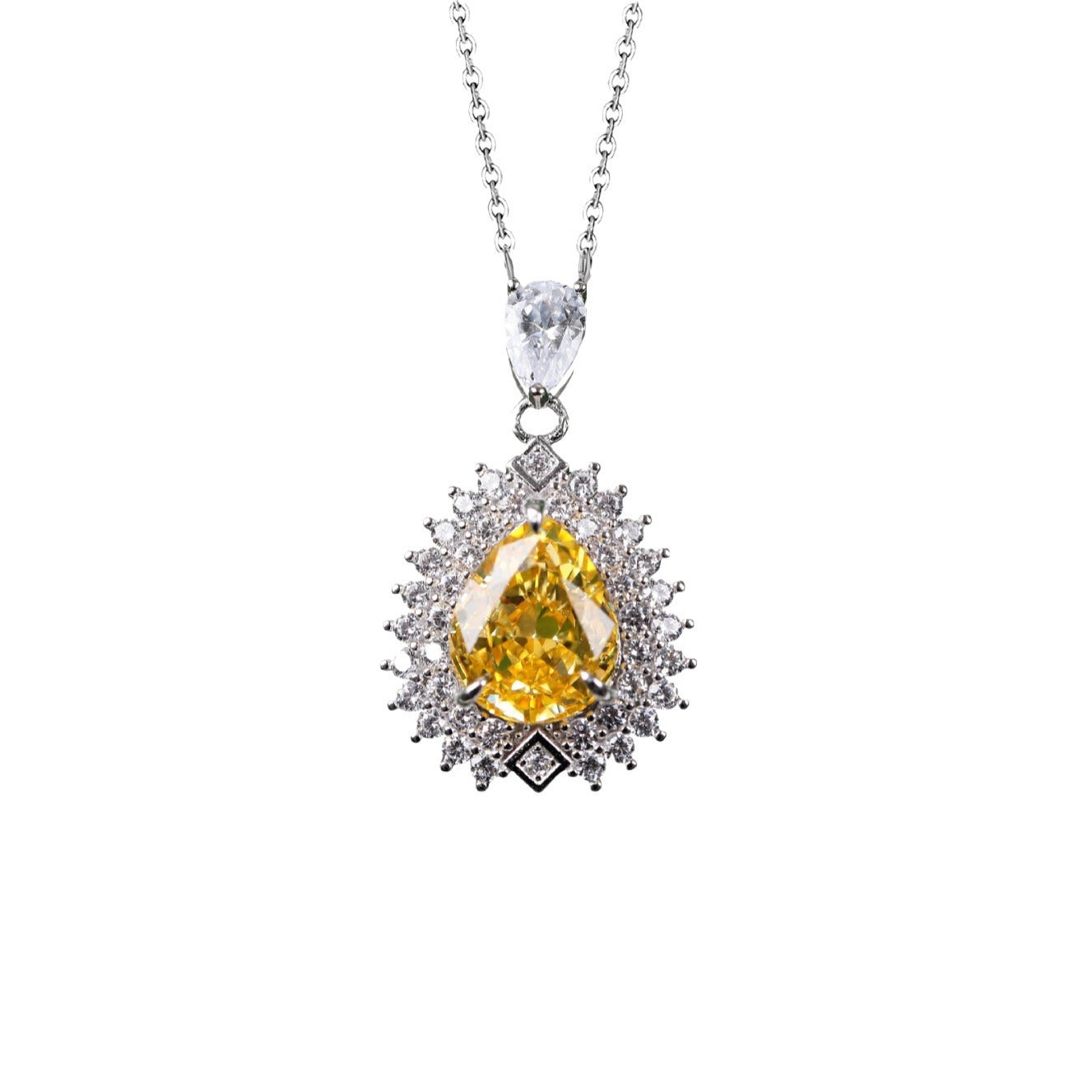 Pendentif en diamant jaune, collier en argent pour femme, Simple et léger, de luxe