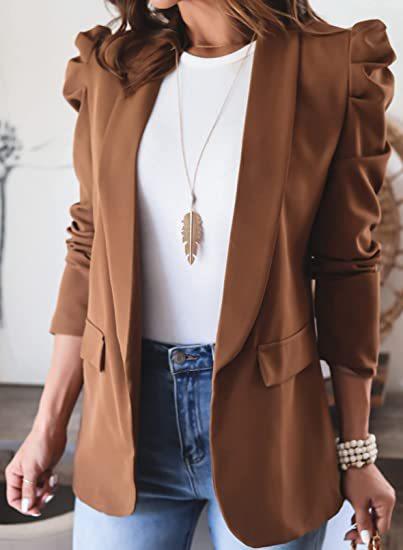 Autumn Winter Solid Color Long Sleeve Collared Blazer Women Clothing