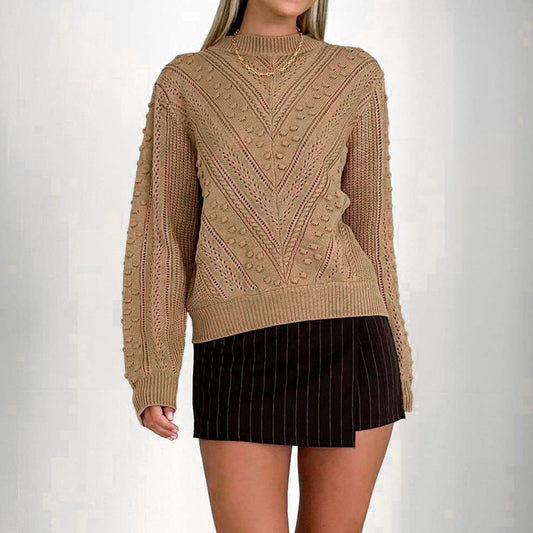 Autumn Sweater Round Neck Twisted Solid Color Sweater