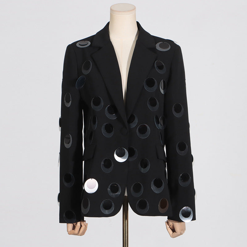 Blazer tendance pour femme, personnalité d'automne, coutures à paillettes, haute qualité