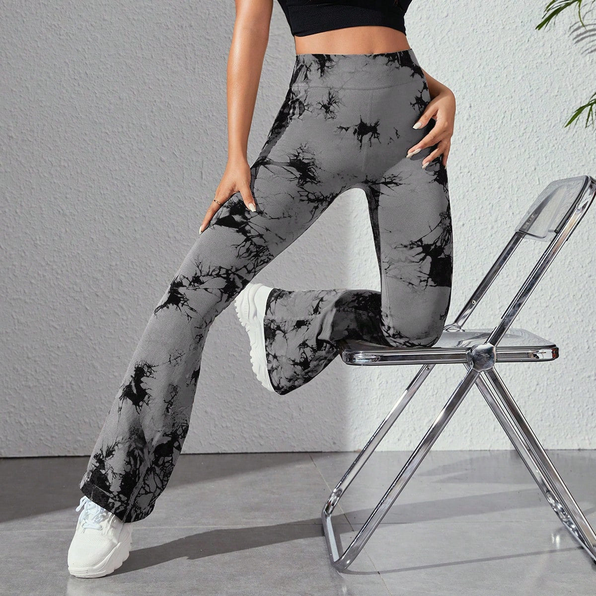 Tie-dyed Bell-bottom Pants Seamless Knitted Hip Lifting