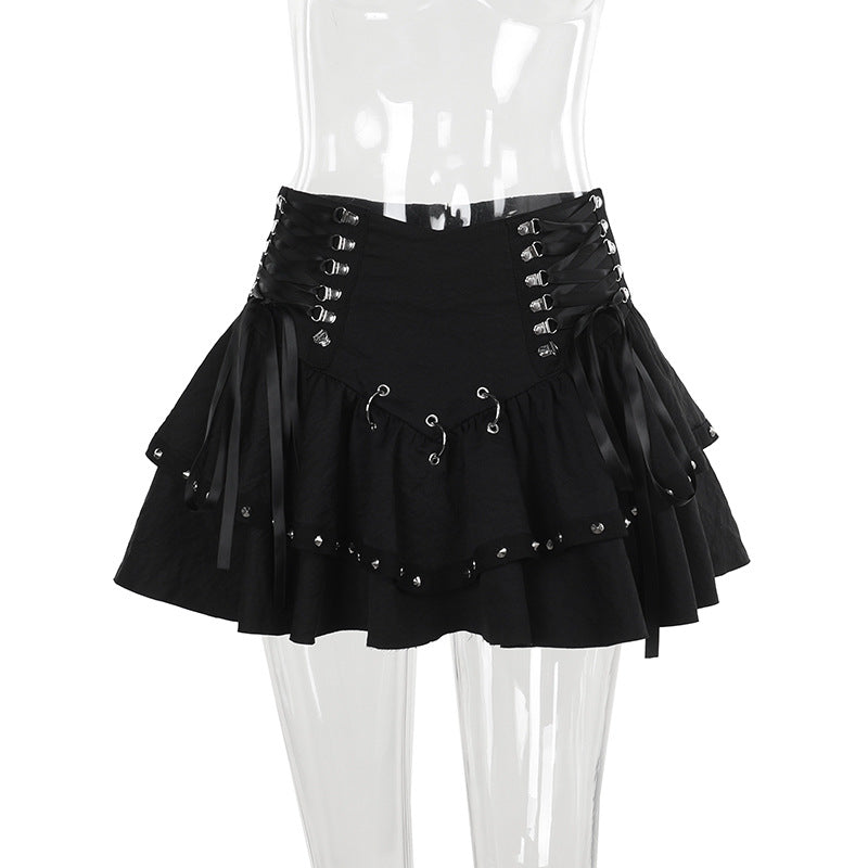 Falda corta sexy de heavy metal negra para mujer, estilo callejero, para Halloween, a juego